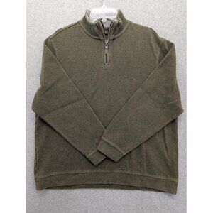 Tasso Elba Sweater Mens 2XL Olive Green Quarter Zip Pullover Mock Neck Knit